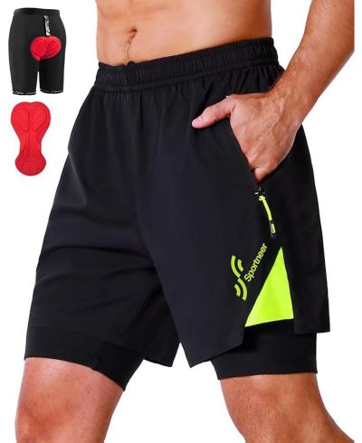 Sportneer X-Large Bike Shorts for Men - 3D Padded Lightweight MTB Fit Riding Biking Bicycle Biker Shorts with Zipper Pockets