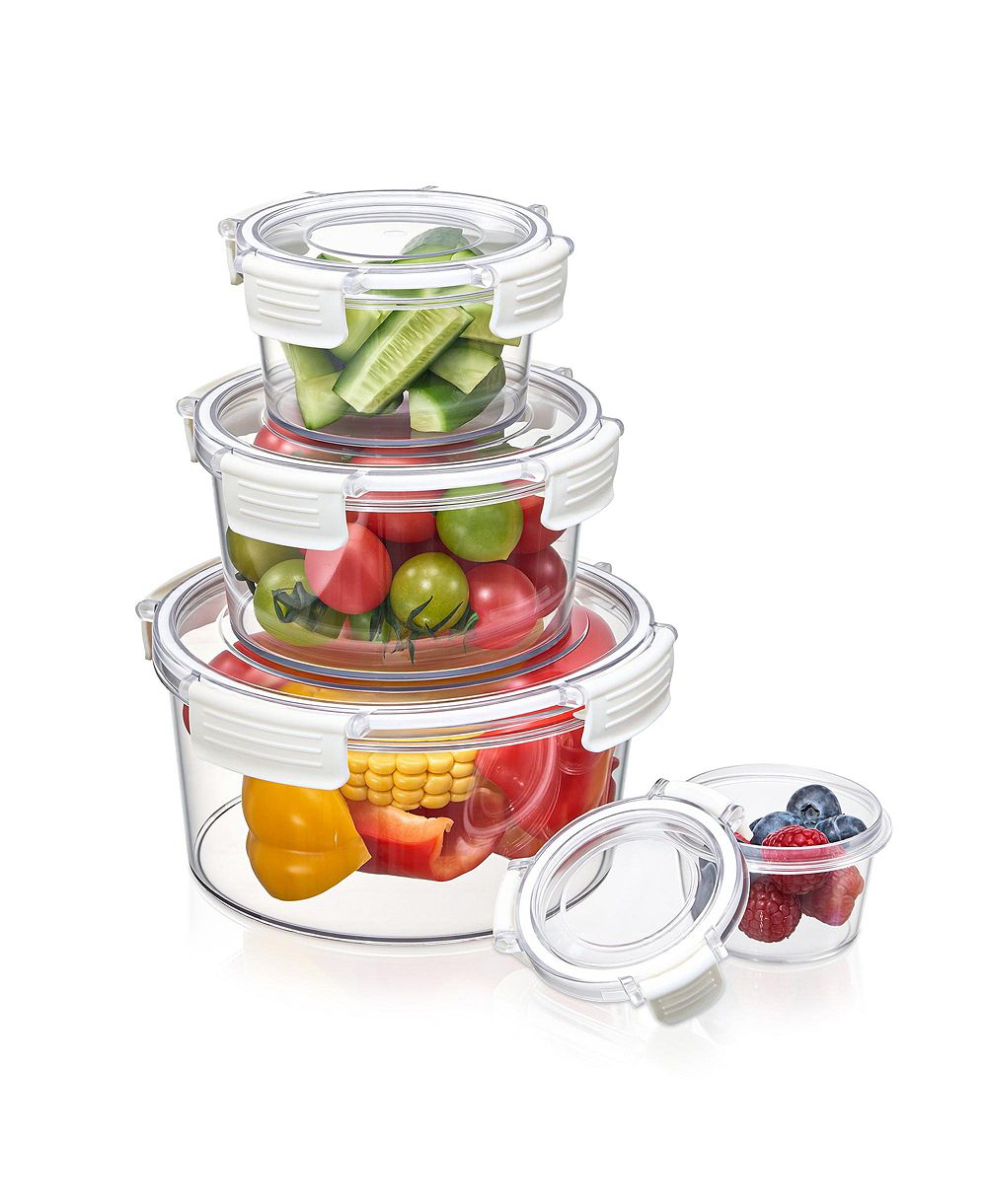 Sorbus Clear 4 Pack Round Stackable Food Storage Bowls with Airtight Lids for Pantry, Fridge, Mealprep and More