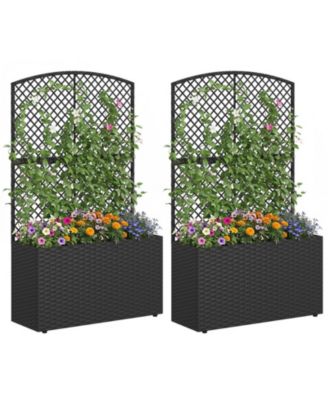 GOUUN Набор из 2 приподнятых грядок с решеткой и плетеным ящиком для растений