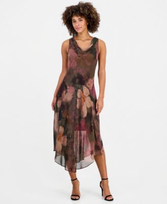 Robbie Bee Women's Cowlneck Sleeveless Midi Dress