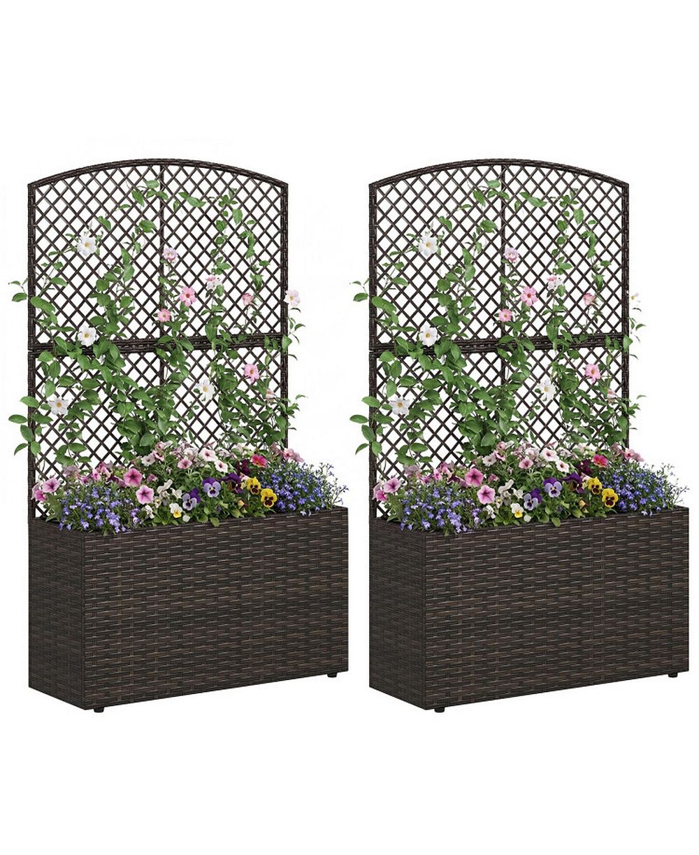 Набор GOUUN 2 49 in Raised Garden Bed with Trellis and Wicker Planter Box