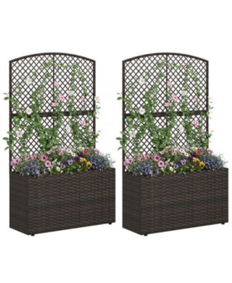 Набор GOUUN 2 49 in Raised Garden Bed with Trellis and Wicker Planter Box