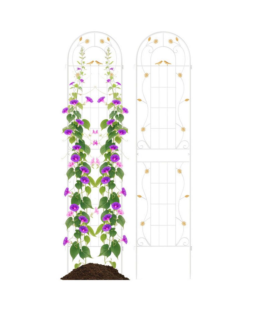 GOUUN Set of 2 Metal Garden Trellis 86.5 x 20 in with Decorative Bird Pattern