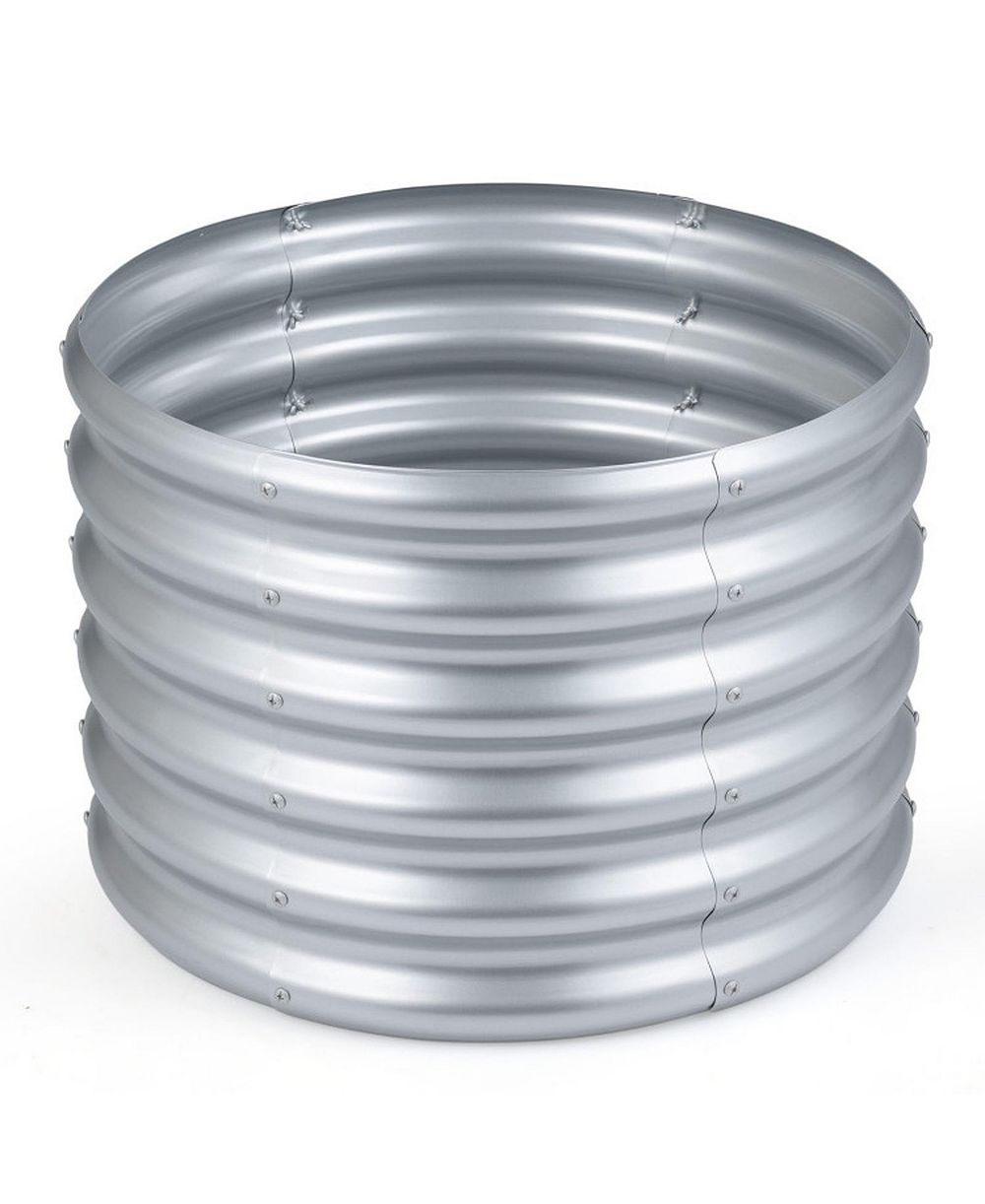 GOUUN Round Galvanized Steel Raised Garden Bed with Open-Ended Base Medium