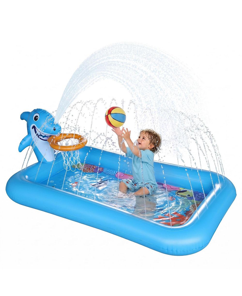 Игровая площадка AOFAR Splash Pad Basketball Hoop Sprinkler Pool Outdoor Garden Yard