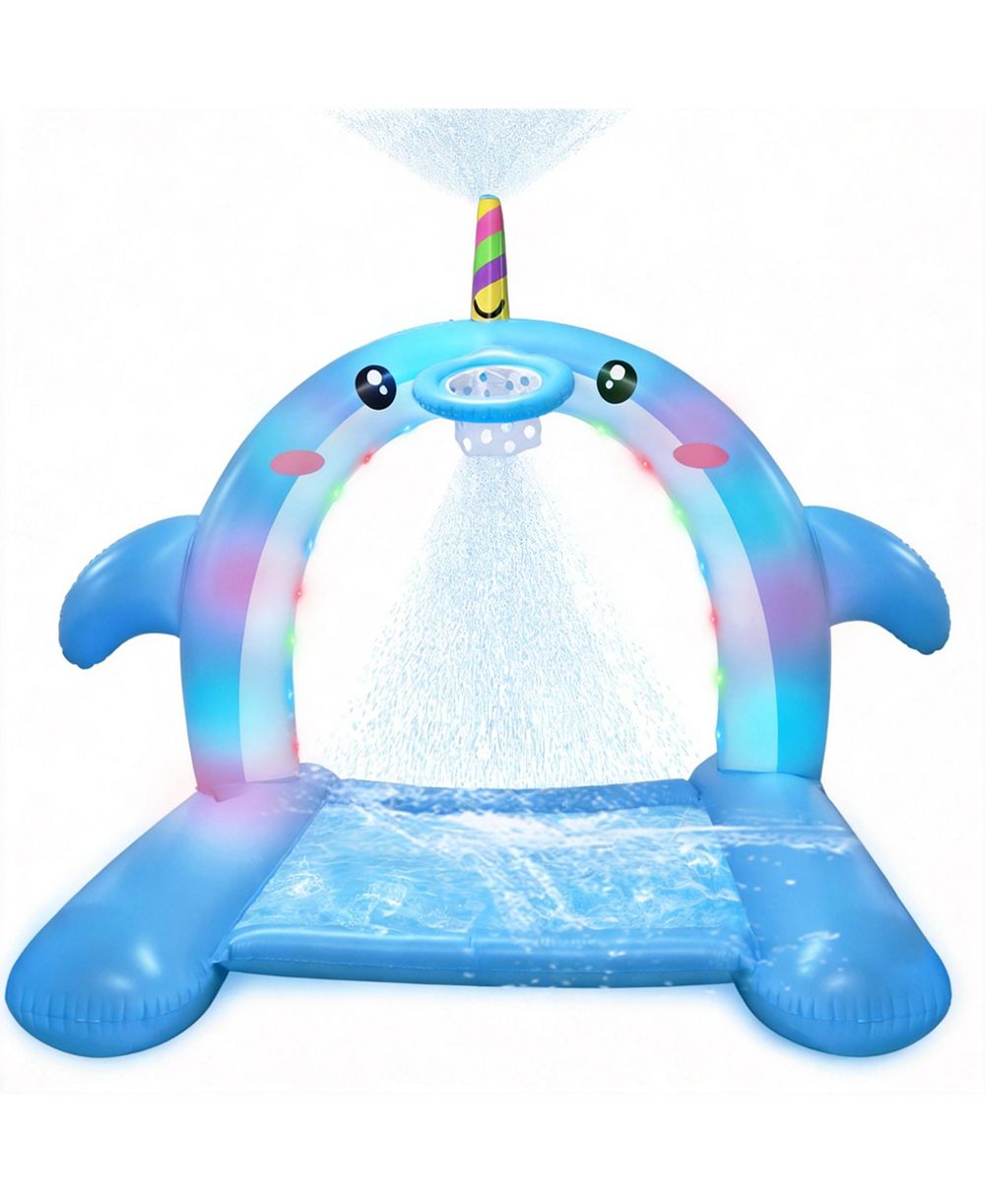 Надувной водный коврик-спринклер AOFAR Inflatable Whale Splash Pad Basketball LED