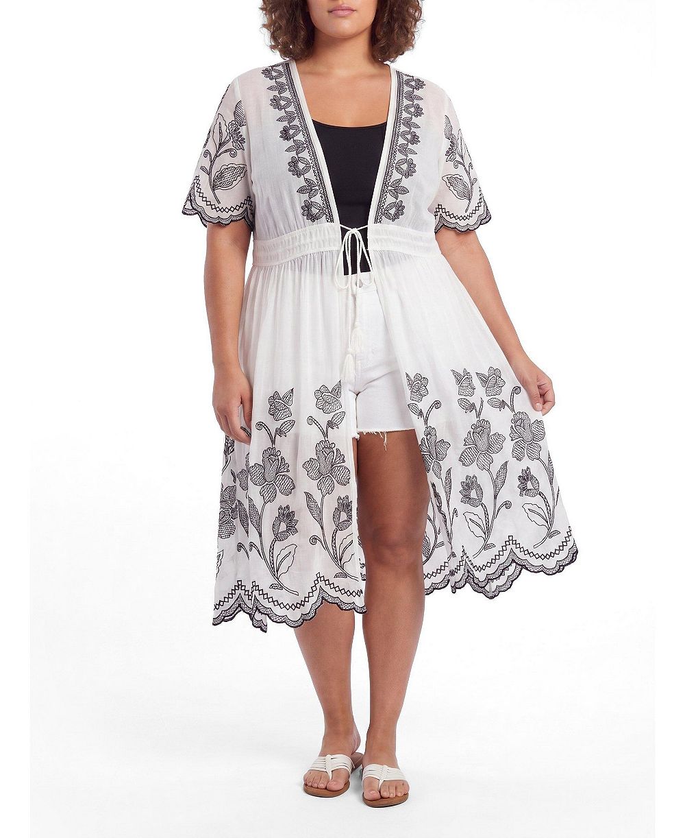 Макси-кимоно Torrid Plus Size Floral Embroidered