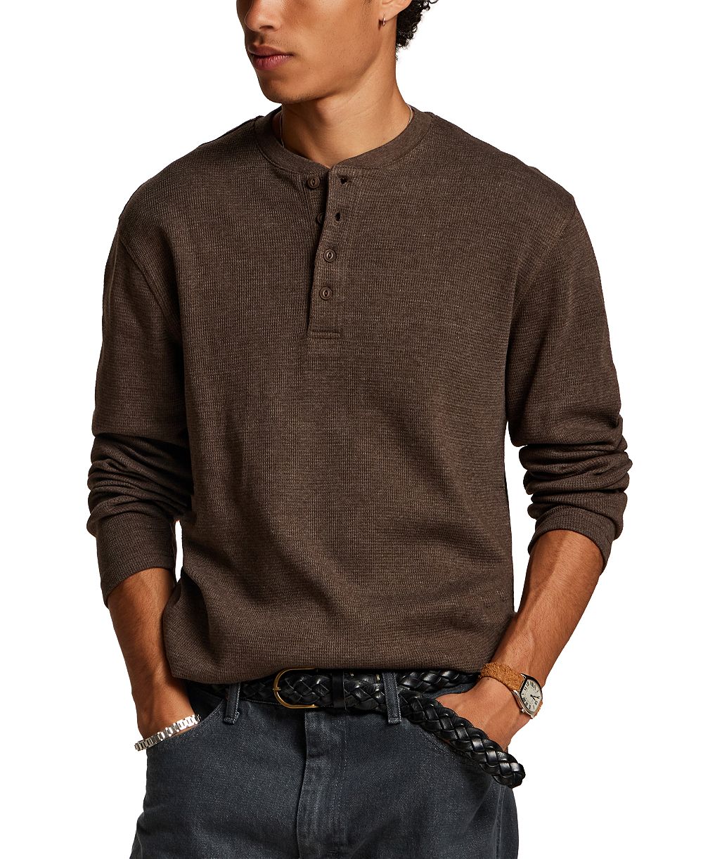 Weatherproof Vintage Мужская рубашка с длинным рукавом в рубчик Henley