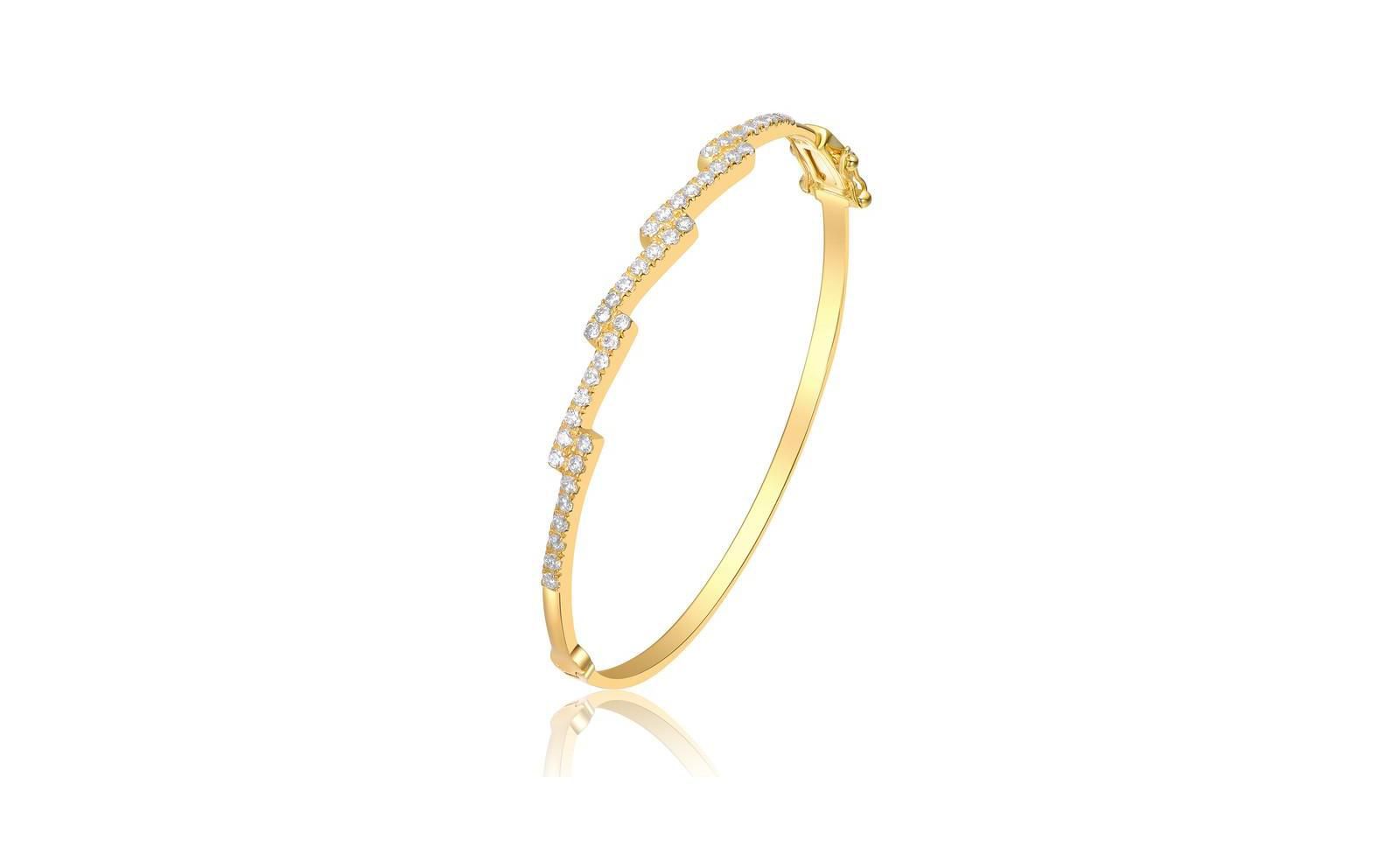 Браслет Rachel Glauber Modern 14K Gold Plated CZ Pave Zig Zag Geometric Bangle