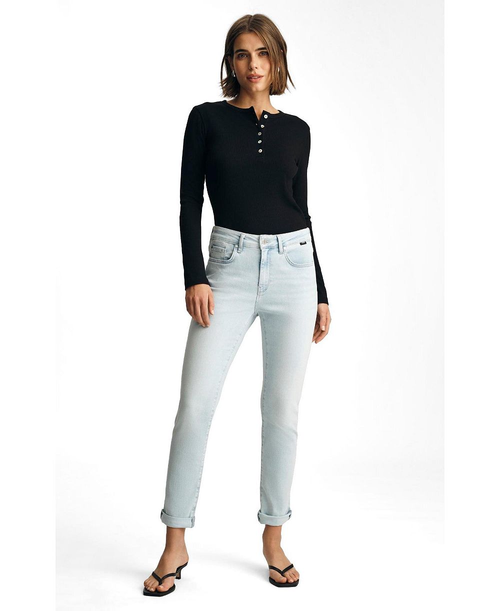 Mavi Jeans Women's Kathleen Mid Rise Boyfriend In Bleached Feather Blue