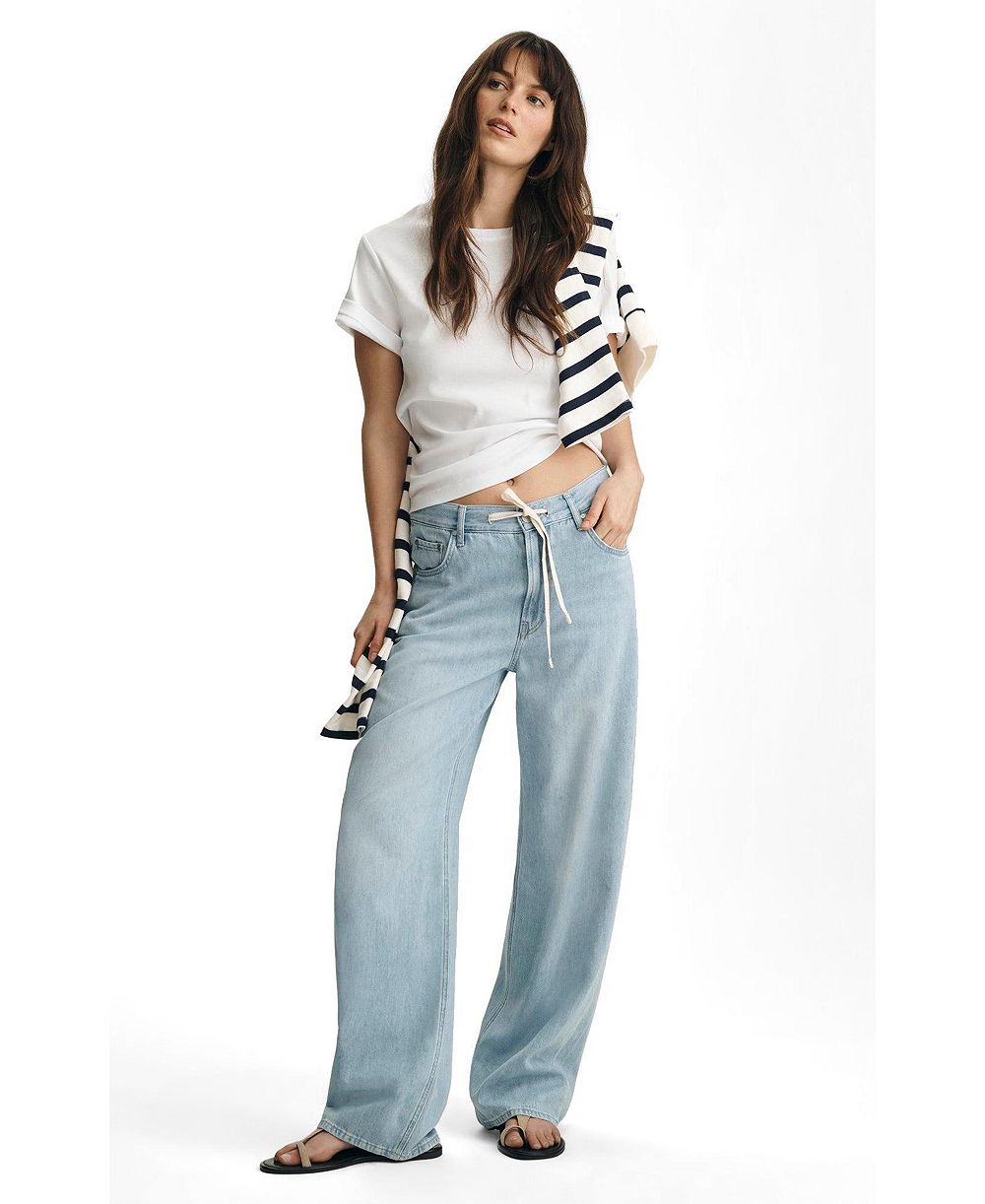 Mavi Jeans Women's Nella Adjustable Drawstring Wide Leg In Bleached Well Blue