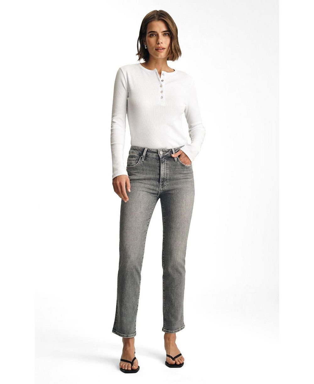 Mavi Jeans Women's Kendra High Rise Straight Leg In Grey Used Flex Blue