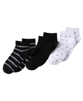 Lands' End Women's 3-Pack Cotton Stripe and Dot Quarter Socks