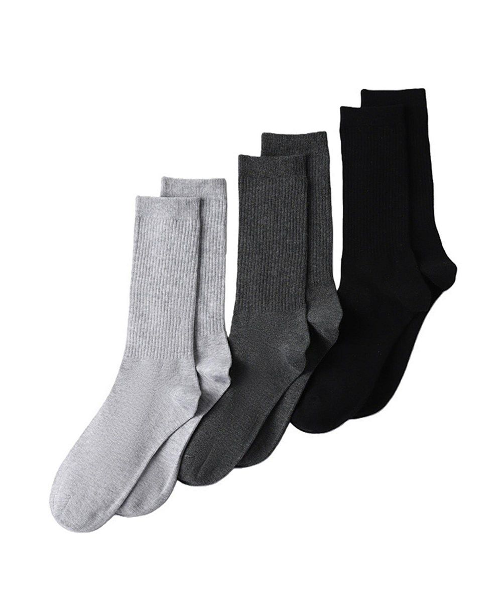 Lands' End Men's Men s 3-Pack Cotton Core Crew Socks