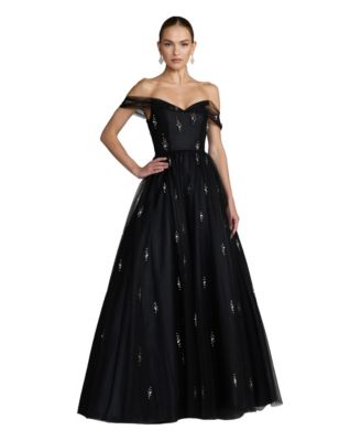 Mac Duggal Women's Pearl Embellished Off The Shoulder Ball Gown