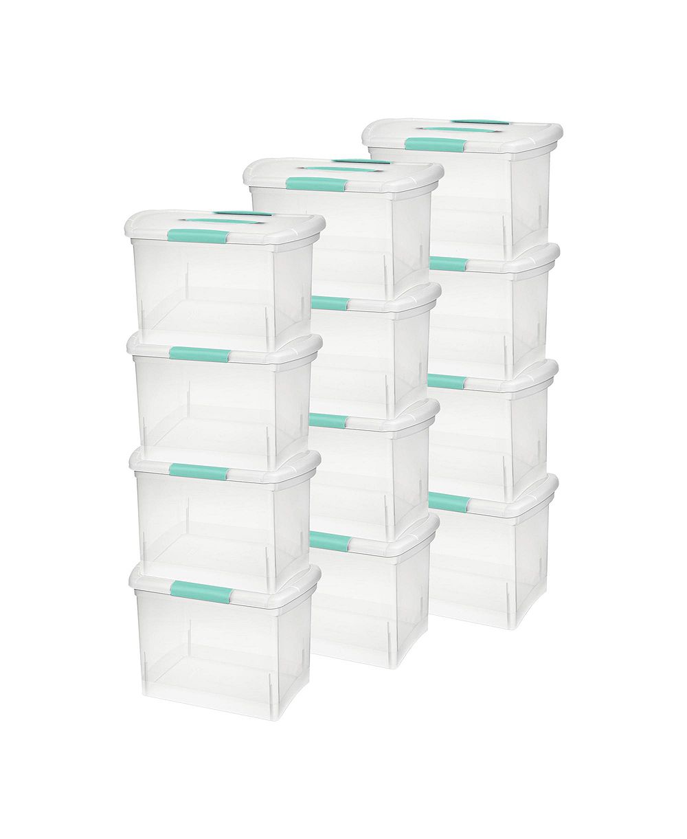 Sterilite Large Nesting ShowOffs Clear File Box with Handle and Latches, (12 Pack)