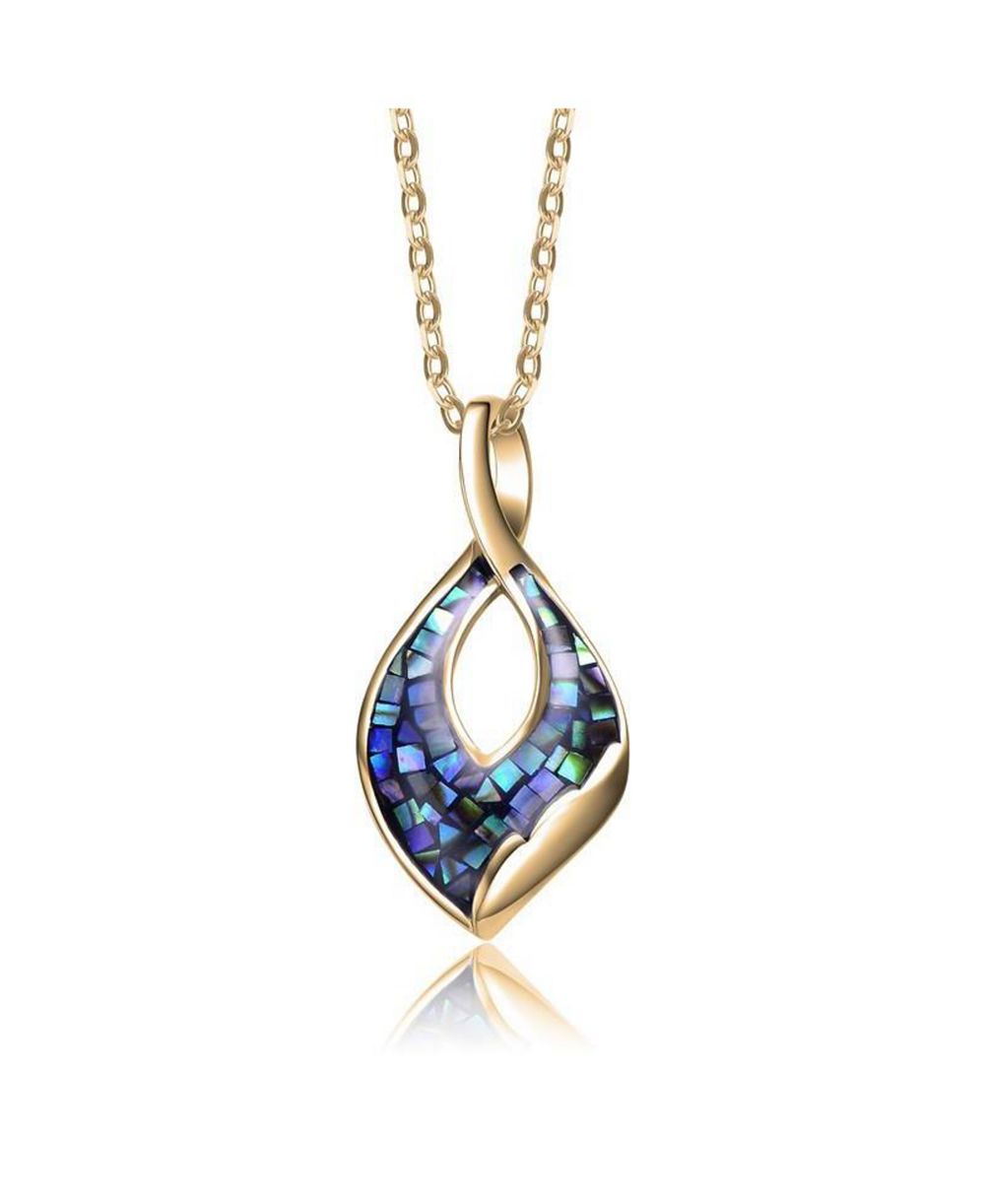 Genevive Elegant 14K Gold Plated Unique Abalone Shell Pendant Necklace