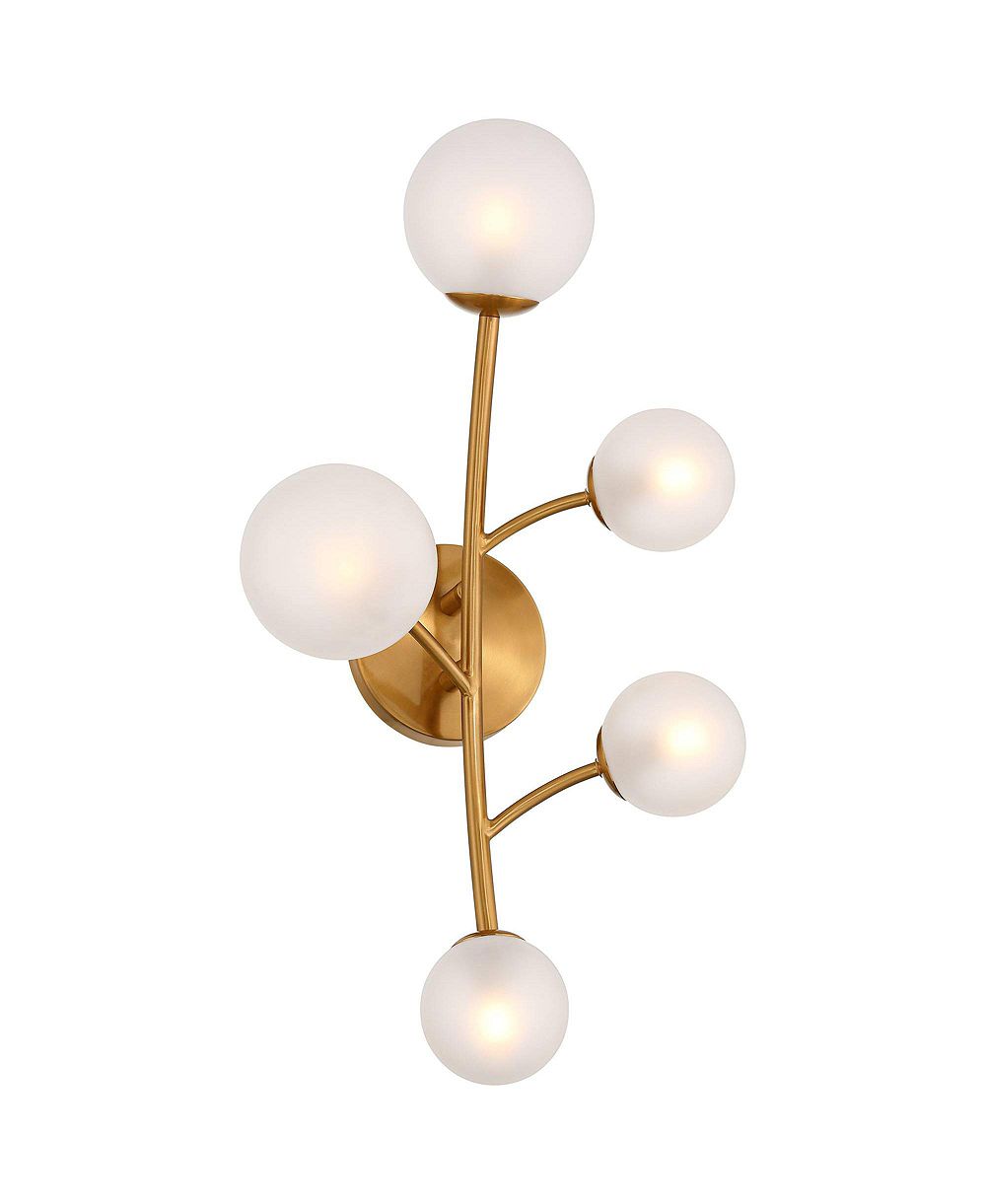 Franklin Iron Works Louisa High Burnished Brass 5-Light LED Wall Sconce