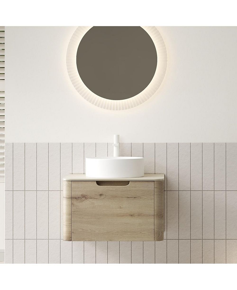 Sillysis Wall Mounted Bathroom Vanity with Ceramic Round Basin, Sintered Stone Top, Soft Close Drawer, Available in 24 30 36 Inch, Pre-assembled