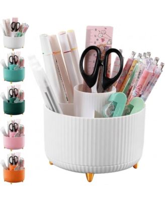SEVORLEY 5-Slot Rotating Pencil Holder, 360-Degree Desk Organizer for Office