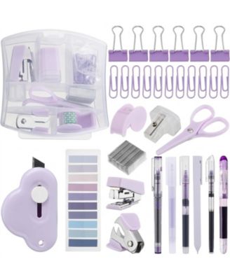 SEVORLEY Mini Office Supply Kit with Stapler Tape Dispenser Scissors and Clips