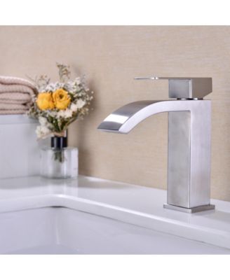 PHYING Waterfall Spout Bathroom Sink Single Handle Faucet with Pop-Up Drain