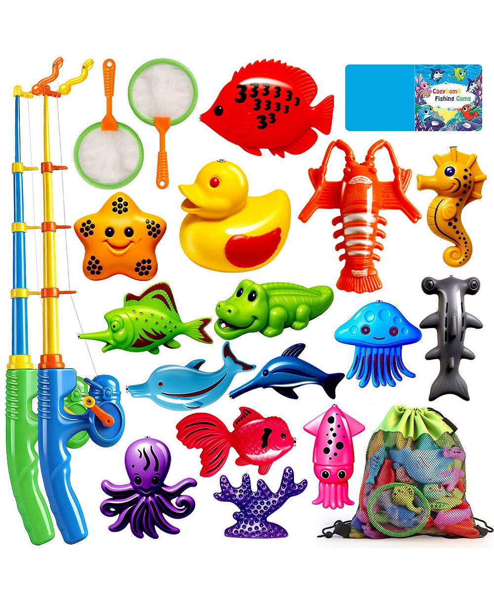 Игровой набор GNUADZ 15 Fishes Fishing Game Set Water Table Bath Toy Outdoor Pool Party Rod Net Floating Fish Kids Birthday Gift