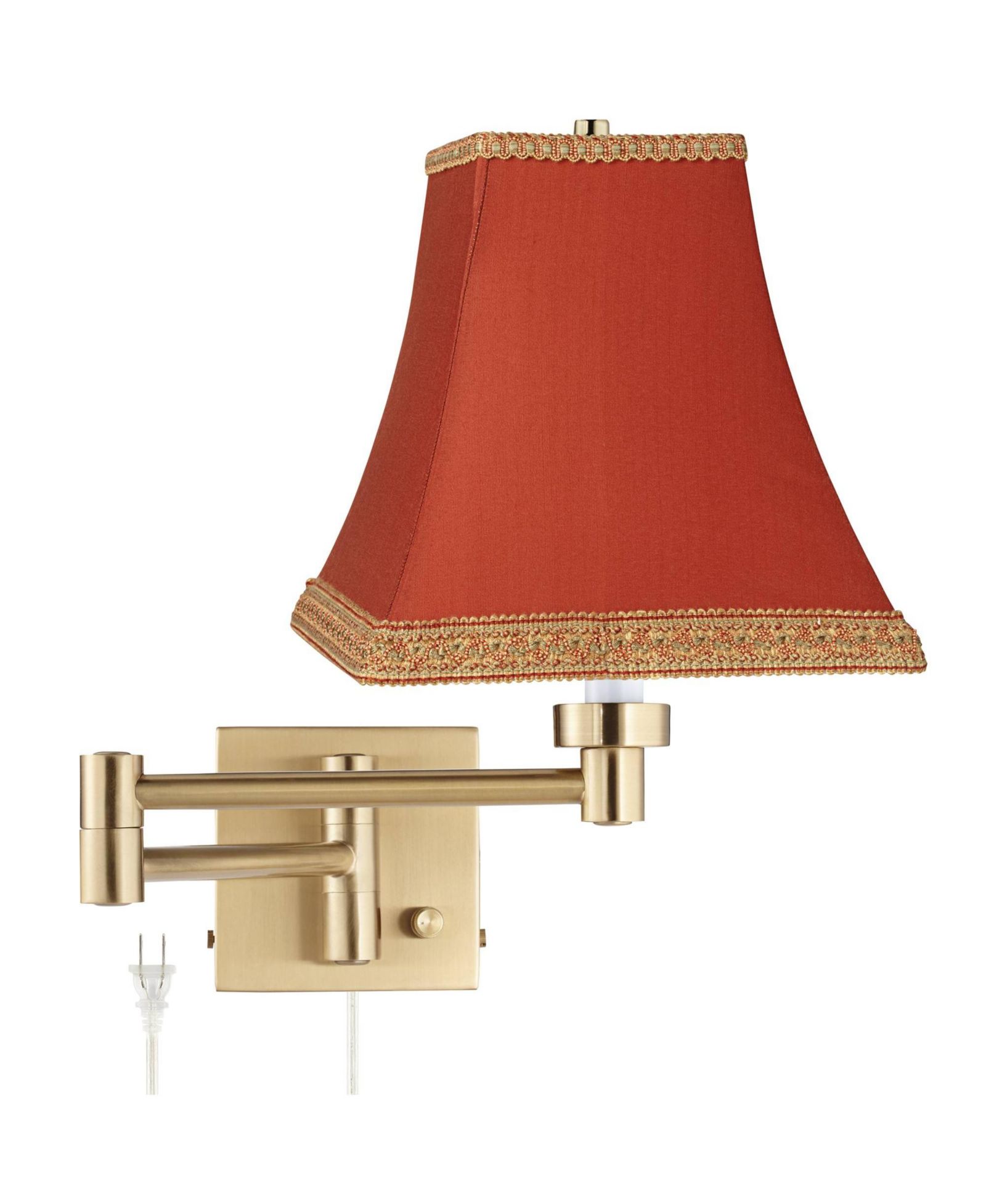 Barnes and Ivy Alta Swing Arm Plug-In Wall Lamp with Square Shade for Bedroom and Living Room