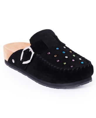 Minnetonka Женские клоги из замши со стразами и регулируемой пряжкой