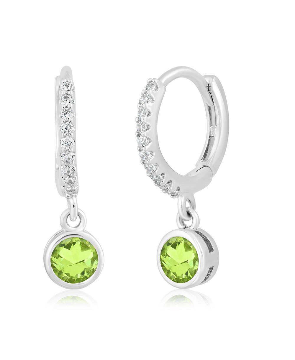 Simona Round Bezel Birthstone Small CZ Charm Hoops