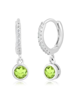 Simona Round Bezel Birthstone Small CZ Charm Hoops