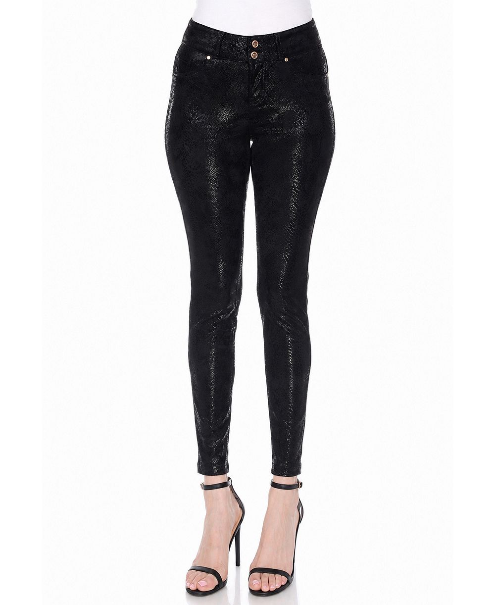White Mark Women's Snake Print High-Rise Ankle Pants