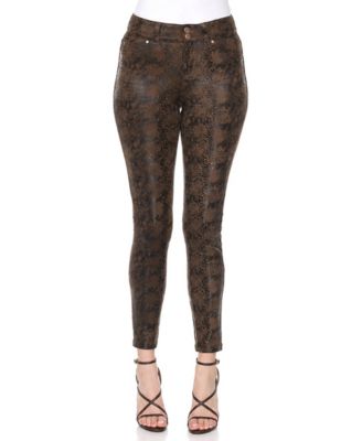 White Mark Women's Snake Print High-Rise Ankle Pants
