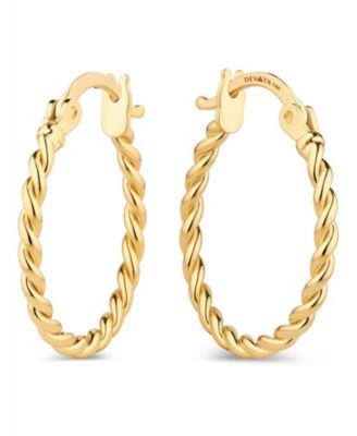 Серьги-кольца DEVATA из скрученной веревки в 14K золоте