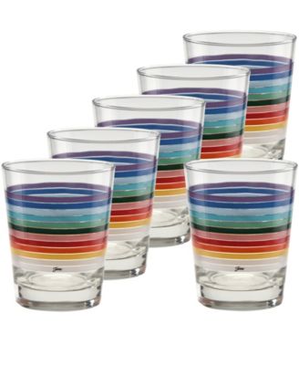 Fiesta 2026 All Colors Stripes Double Old Fashioned Glasses, Set of 6