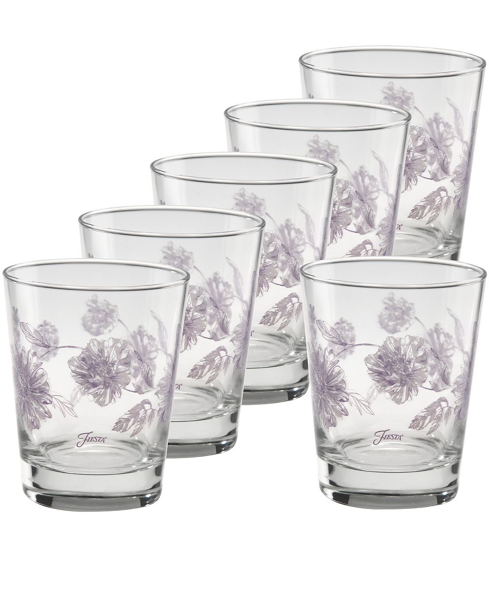 Fiesta стаканы Double Old Fashioned Lavender Botanical Floral Set of 6