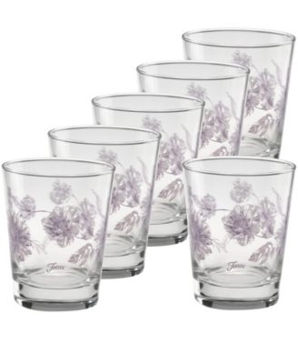 Fiesta Lavender Botanical Floral Double Old Fashioned Glasses, Set of 6