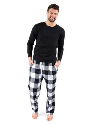 Пижамный комплект Leveret Men's 2-pieces Cotton Top and Flannel Pants
