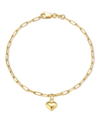 Devata Heart Charm Paperclip Chain Bracelet in 14K Gold