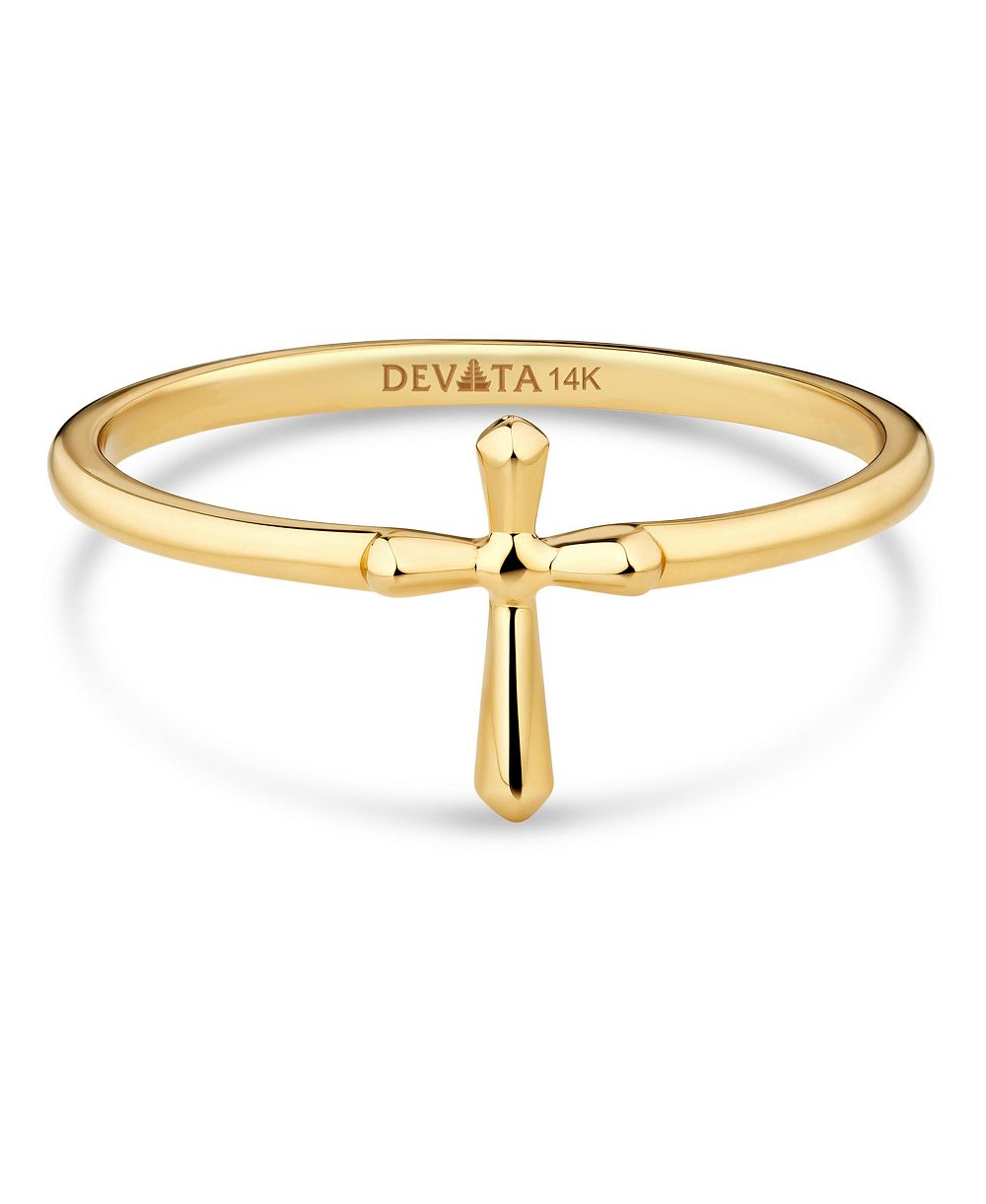 DEVATA Cross Ring in 14K Gold