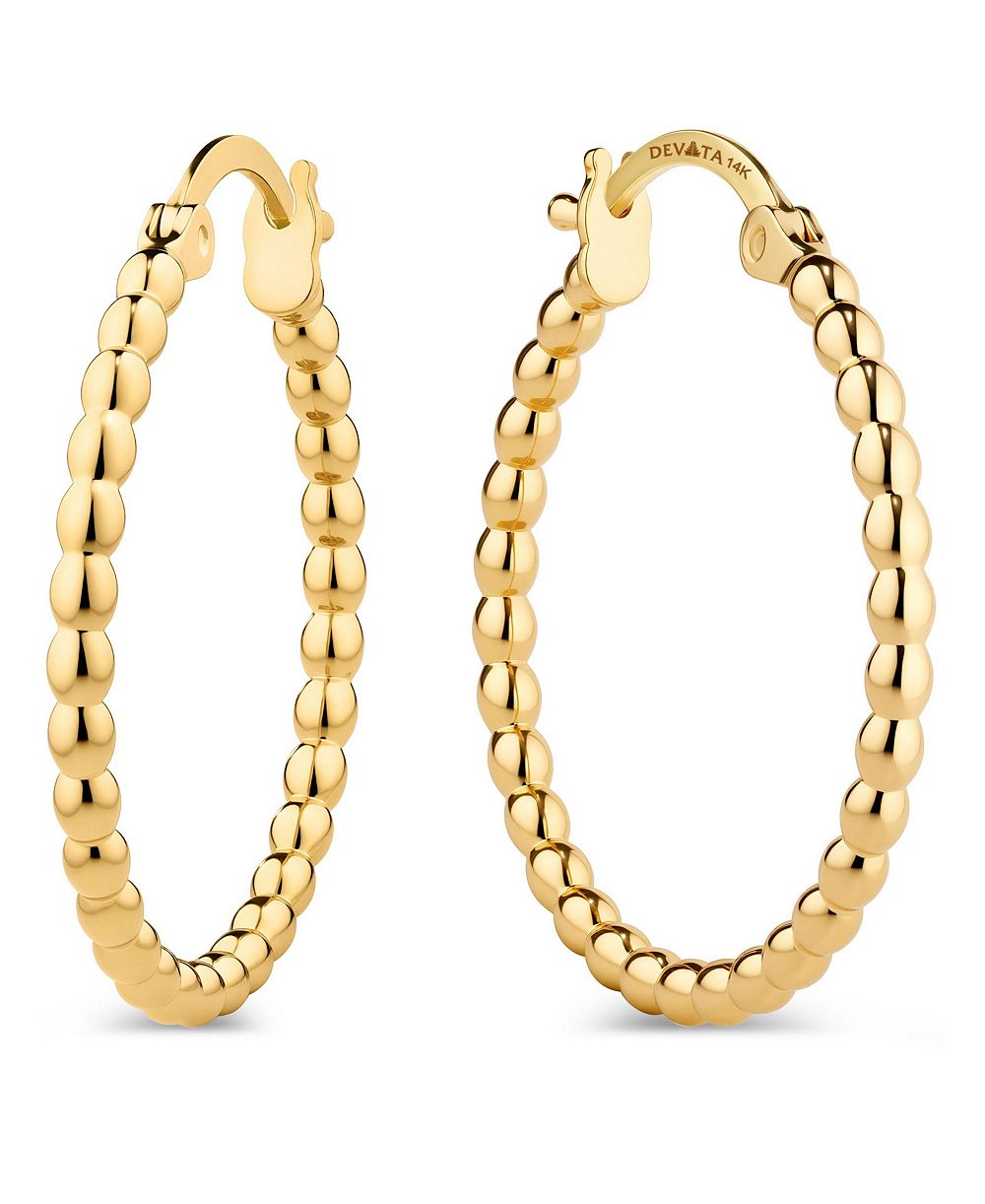Серьги-кольца DEVATA с бусинами из 14K Gold