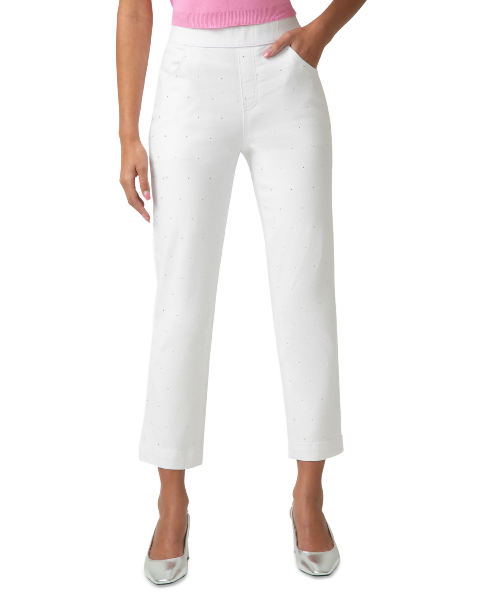 Hue Women's Rhinestone Denim Pull-On Pants