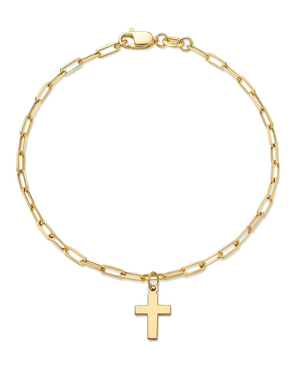 DEVATA Cross Charm Paperclip Chain Bracelet
