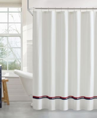 Tommy Hilfiger TH Logo Stripe Принт на шторке для душа, 72" x 72"