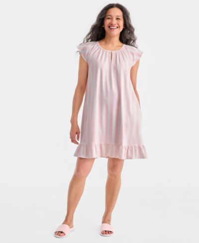 Charter Club Women's Printed Cotton Short Sleep Gown, Macy's Exclusive