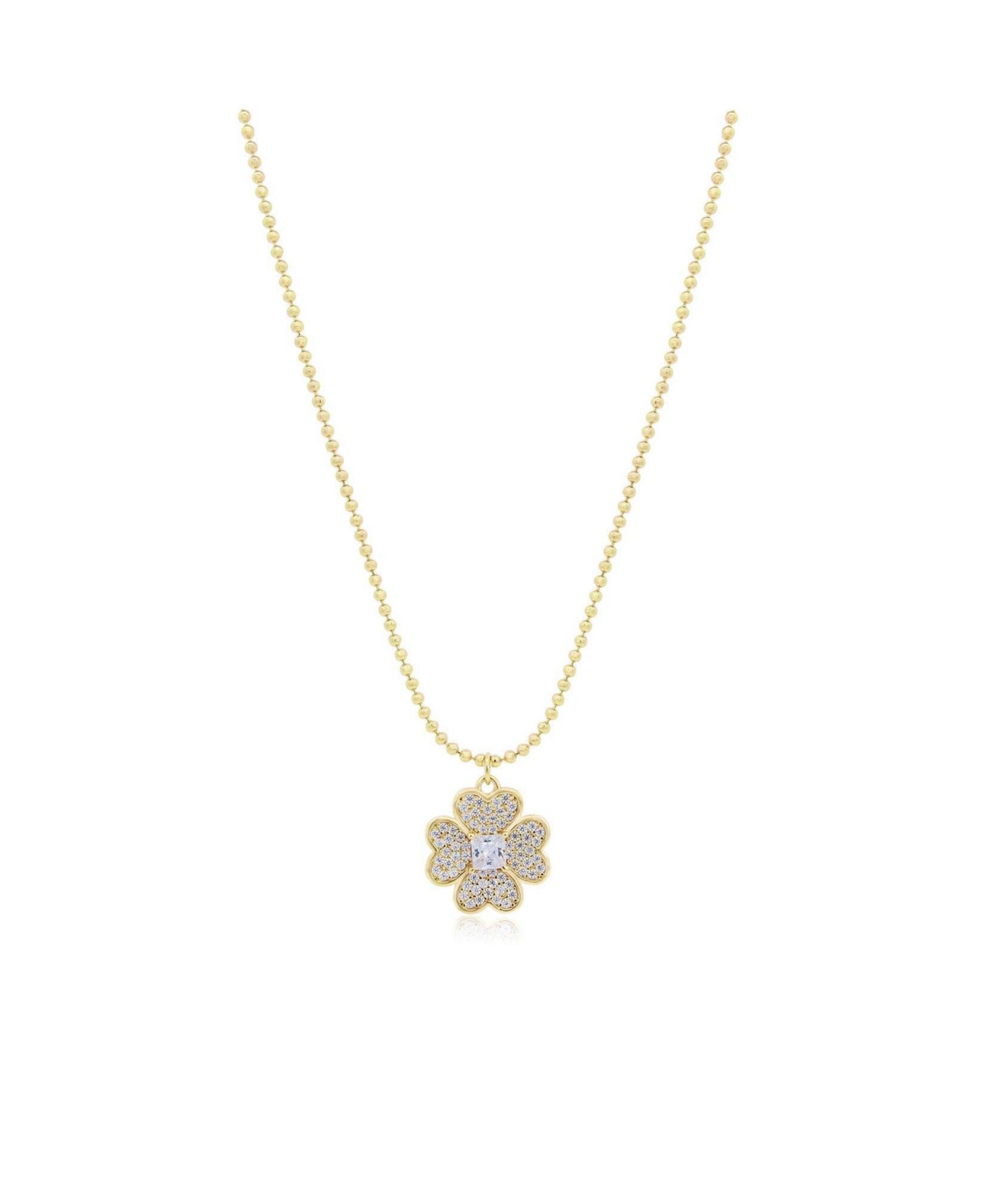 The Lovery CZ Lucky Clover Necklace 14K Gold Plated Sterling Silver