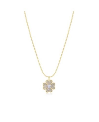The Lovery CZ Lucky Clover Necklace 14K Gold Plated Sterling Silver