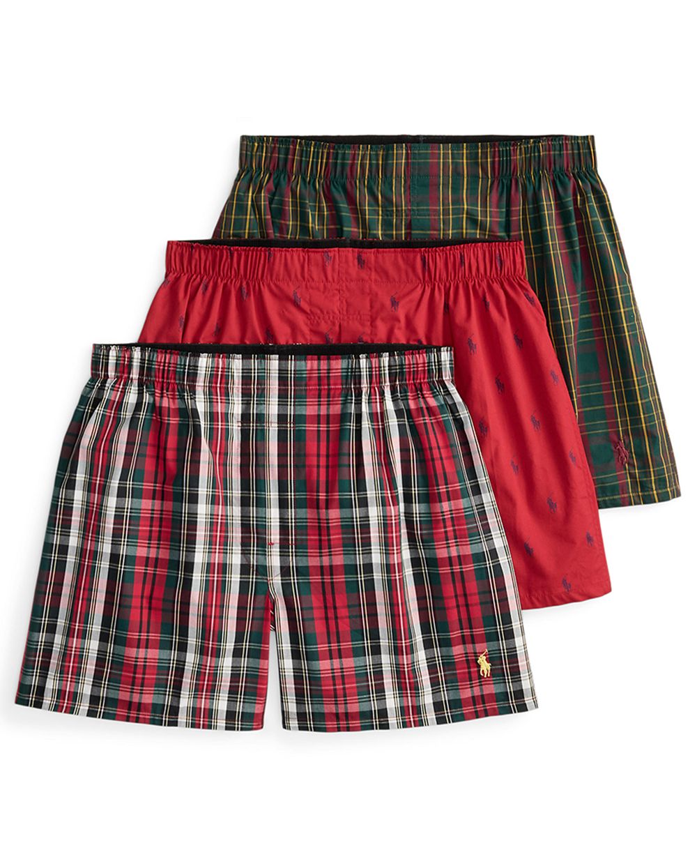 Мужские классические тканые боксеры Classic-Fit от Polo Ralph Lauren, набор из 3 штук