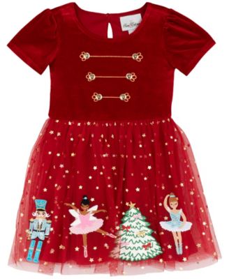 Rare Editions Girls' 2T-6X Nutcracker Velvet Bodice Star-Print Tutu Dress