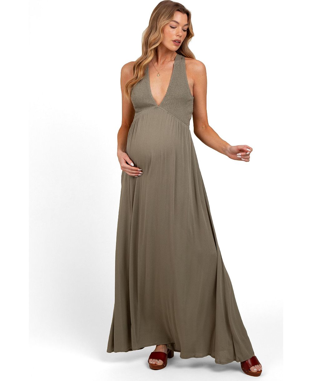 Женское макси-платье Pinkblush Olive Deep V-Neck Cross Back